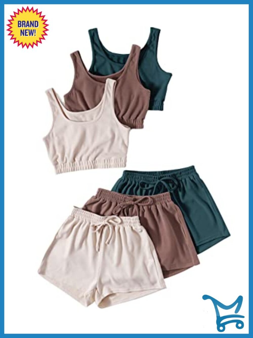 6 Piece Crop Tank Top and Shorts Sets Summer Vacation Outfits